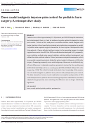 Cover page: Does caudal analgesia improve pain control for pediatric burn surgery: A retrospective study