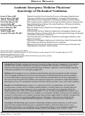 Cover page: Academic Emergency Medicine Physicians’ Knowledge of Mechanical Ventilation