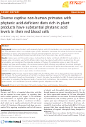 Cover page: Diverse captive non-human primates with phytanic acid-deficient diets rich in plant products have substantial phytanic acid levels in their red blood cells