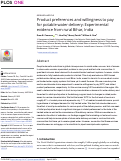 Cover page: Product preferences and willingness to pay for potable water delivery: Experimental evidence from rural Bihar, India.