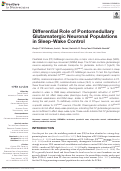 Cover page: Differential Role of Pontomedullary Glutamatergic Neuronal Populations in Sleep-Wake Control.
