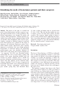 Cover page: Identifying the needs of brain tumor patients and their caregivers.