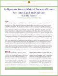 Cover page: Indigenous Stewardship of Ancestral Lands Activates Land and Culture: Will We Listen?