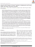 Cover page: Using the NIH Toolbox to Assess Cognition in Adolescents and Young Adults with Autism Spectrum Disorders