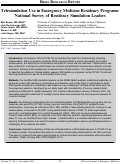 Cover page: Telesimulation Use in Emergency Medicine Residency Programs: National Survey of Residency Simulation Leaders