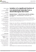 Cover page: Isolation of a significant fraction of non-phototroph diversity from a desert Biological Soil Crust