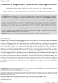 Cover page: Tolvaptan in hospitalized cancer patients with hyponatremia: A double‐blind, randomized, placebo‐controlled clinical trial on efficacy and safety