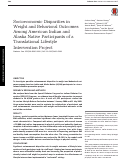 Cover page: Socioeconomic Disparities in Weight and Behavioral Outcomes Among American Indian and Alaska Native Participants of a Translational Lifestyle Intervention Project