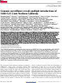 Cover page: Genomic surveillance reveals multiple introductions of SARS-CoV-2 into Northern California