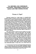 Cover page: Tax Reform and Corporate Taxation: Industrial Policy in Japan and the United States