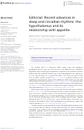 Cover page: Editorial: Recent advances in sleep and circadian rhythms: the hypothalamus and its relationship with appetite