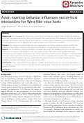 Cover page: Avian roosting behavior influences vector-host interactions for West Nile virus hosts