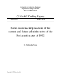 Cover page of Some economic implications of the current and future administration of the Reclamation Act of 1902