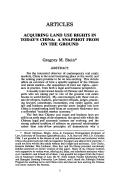 Cover page: Acquiring Land Use Rights in Today's China: A Snapshot from on the Ground