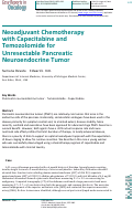 Cover page: Neoadjuvant Chemotherapy with Capecitabine and Temozolomide for Unresectable Pancreatic Neuroendocrine Tumor