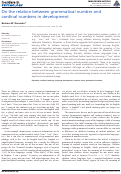 Cover page: On the relation between grammatical number and cardinal numbers in development