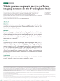 Cover page: Whole genome sequence analyses of brain imaging measures in the Framingham Study