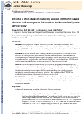 Cover page: Effect of a Short-Duration, Culturally Tailored, Community-Based Diabetes Self-management Intervention for Korean Immigrants