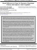 Cover page: Racial Differences in Triage for Emergency Department Patients with Subjective Chief Complaints