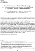 Cover page: Negative Transgender-Related Media Messages Are Associated with Adverse Mental Health Outcomes in a Multistate Study of Transgender Adults