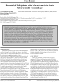 Cover page: Reversal of Dabigatran with Idarucizumab in Acute Subarachnoid Hemorrhage