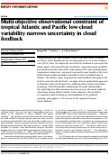 Cover page: Multi-objective observational constraint of tropical Atlantic and Pacific low-cloud variability narrows uncertainty in cloud feedback.