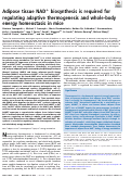 Cover page: Adipose tissue NAD+ biosynthesis is required for regulating adaptive thermogenesis and whole-body energy homeostasis in mice