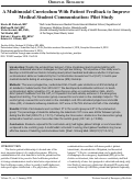 Cover page: A Multimodal Curriculum With Patient Feedback to Improve Medical Student Communication: Pilot Study