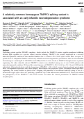 Cover page: A relatively common homozygous TRAPPC4 splicing variant is associated with an early-infantile neurodegenerative syndrome