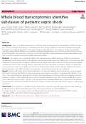 Cover page: Whole blood transcriptomics identifies subclasses of pediatric septic shock.