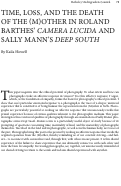 Cover page: Time, Loss, and the Death of the (M)other in Roland Barthes’ Camera Lucida and Sally Mann’s Deep South