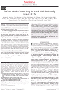 Cover page: Default Mode Connectivity in Youth With Perinatally Acquired HIV