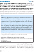 Cover page: Gene expression and biological pathways in tissue of men with prostate cancer in a randomized clinical trial of lycopene and fish oil supplementation.