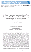 Cover page: A Cross‐National Investigation of the Relationship Between Infant Walking and Language Development