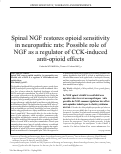 Cover page: Spinal NGF Restores Opioid Sensitivity in Neuropathic Rats: Possible Role of NGF as a Regulator of CCK‐Induced Anti‐Opioid Effects