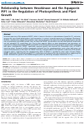 Cover page: Relationship between Hexokinase and the Aquaporin PIP1 in the Regulation of Photosynthesis and Plant Growth