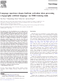 Cover page: Language experience shapes fusiform activation: A training study