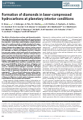 Cover page: Formation of diamonds in laser-compressed hydrocarbons at planetary interior conditions