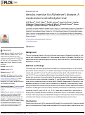 Cover page: Aerobic exercise for Alzheimer's disease: A randomized controlled pilot trial.