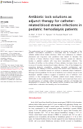 Cover page: Antibiotic lock solutions as adjunct therapy for catheter-related blood stream infections in pediatric hemodialysis patients.