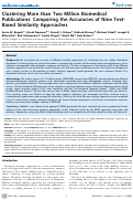 Cover page: Clustering More than Two Million Biomedical Publications: Comparing the Accuracies of Nine Text-Based Similarity Approaches