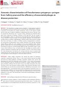 Cover page: Genomic characterization of Pseudomonas syringae pv. syringae from Callery pear and the efficiency of associated phages in disease protection