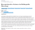 Cover page: Reconstructive Science in Orthopedic Oncology.