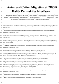 Cover page: Anion and Cation Migration at 2D/3D Halide Perovskite Interfaces