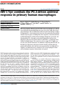 Cover page: HIV-1 Vpr combats the PU.1-driven antiviral response in primary human macrophages.