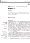 Cover page: Editorial: Progress in Ecological Stoichiometry