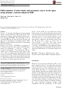 Cover page: Differentiation of tuberculosis and metastatic cancer in the spine using dynamic contrast-enhanced MRI