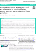 Cover page: Antenatal depression: an examination of prevalence and its associated factors among pregnant women attending Harare polyclinics