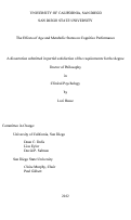 Cover page: The effects of age and metabolic status on cognitive performance