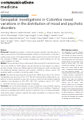 Cover page: Geospatial investigations in Colombia reveal variations in the distribution of mood and psychotic disorders.